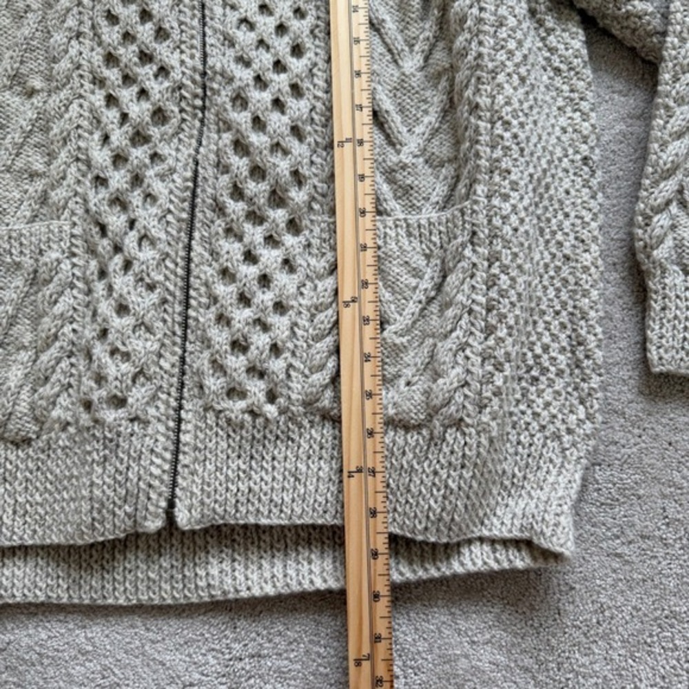 Athena Designs Irish Handknit‎ Wool Zip Cardigan Sweater Oatmeal Mens XL - Picture 8 of 9